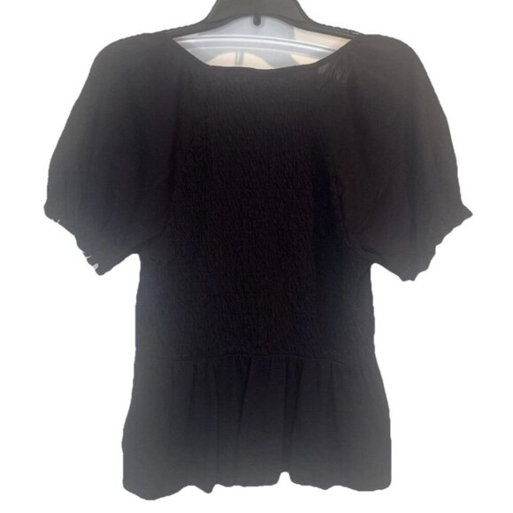 Torrid Women’s Black Smocked Short Sleeve Babydoll Top Plus Sz 1X Casual Summer - Picture 4 of 9
